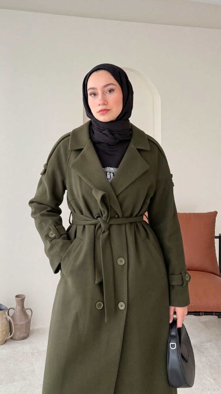 OLA Premium Kaşe Kaban HAKİ