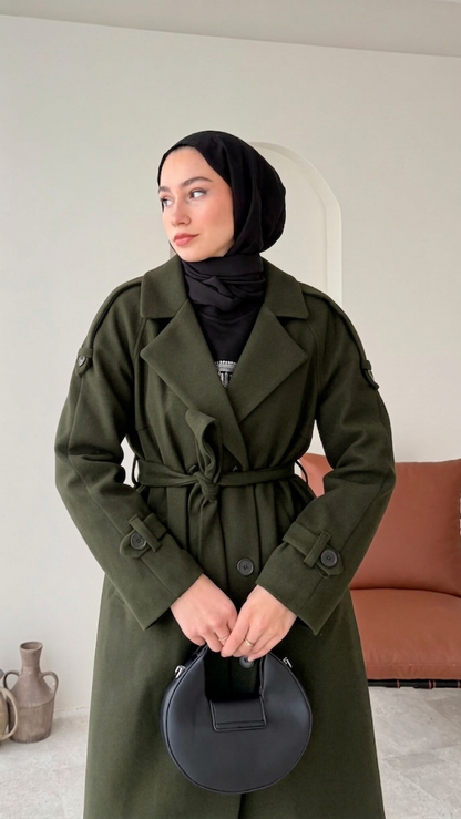 OLA Premium Kaşe Kaban HAKİ