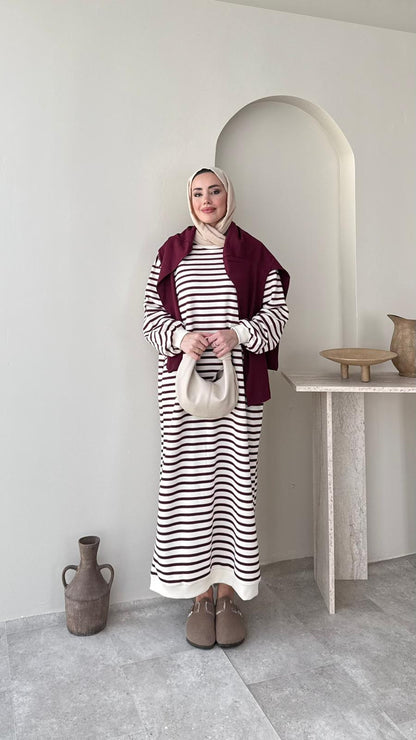 Misra Basic Elbise – Bordo