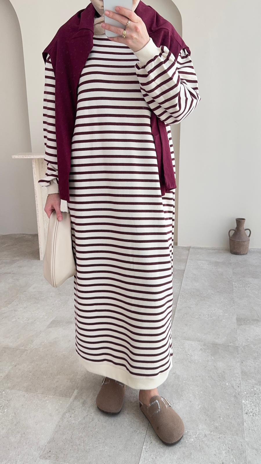 Misra Basic Elbise – Bordo