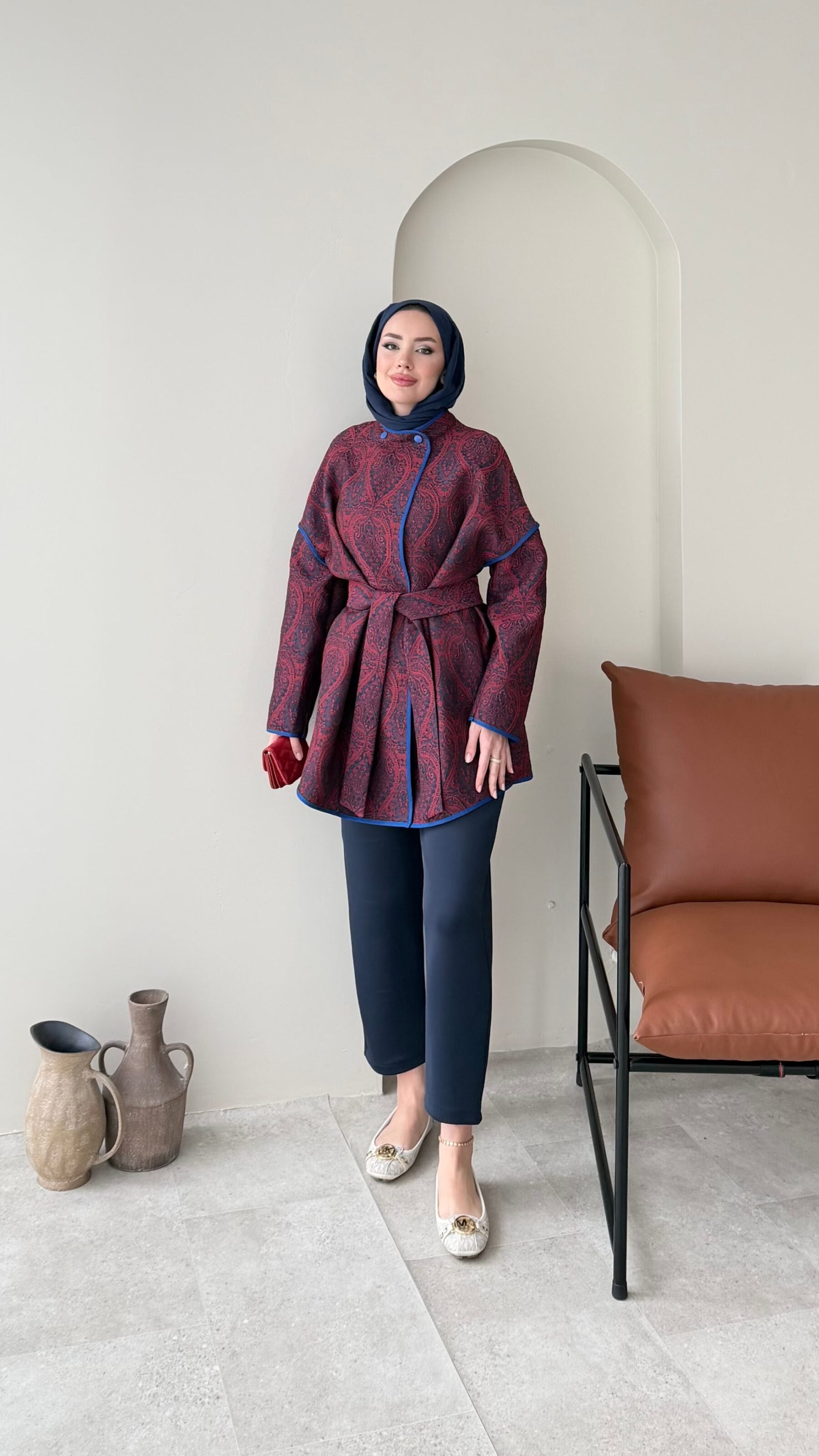 Etro Kuşaklı Kimono – Bordo