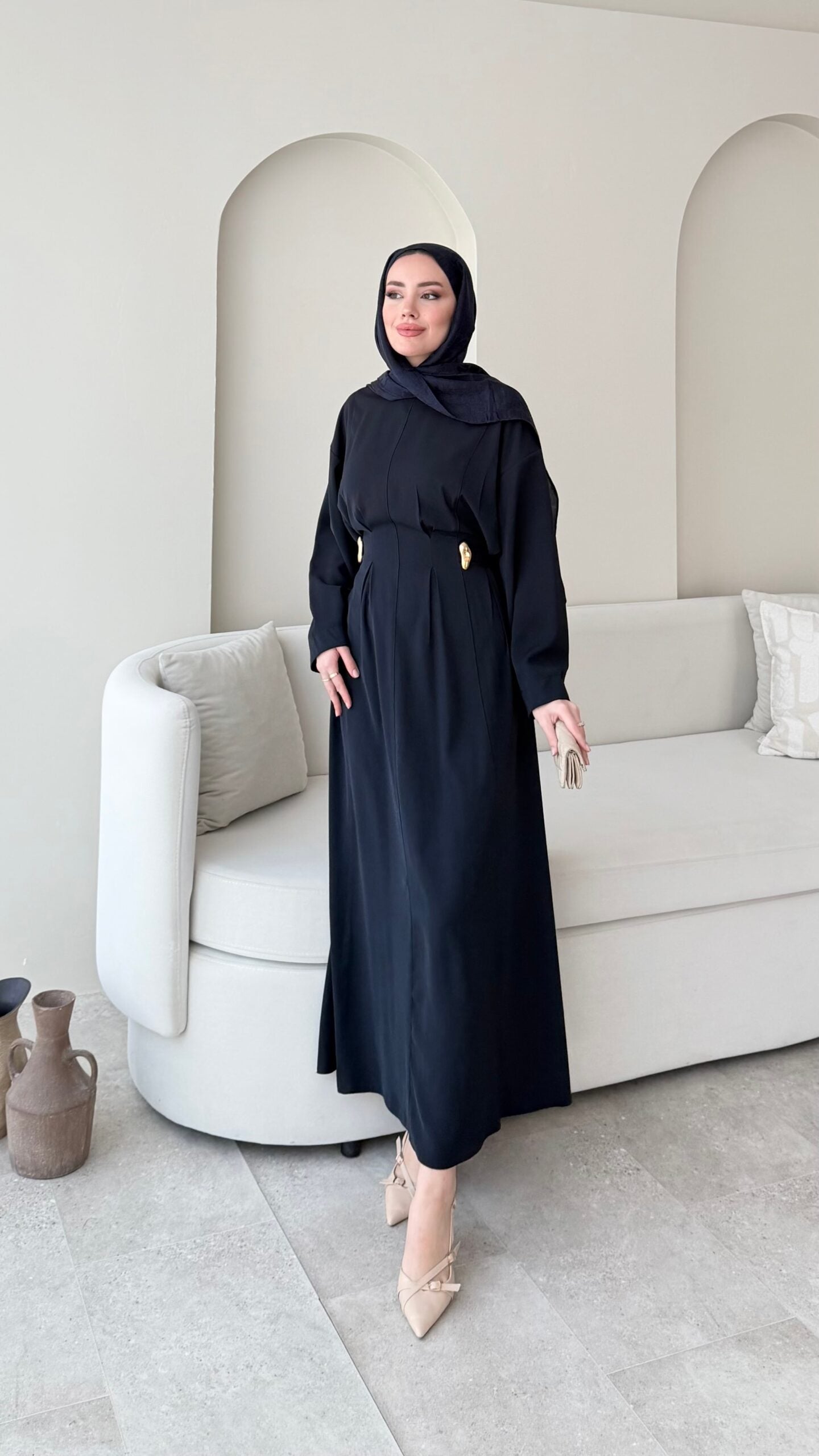 Meyla Gold Detaylı Elbise – Lacivert 