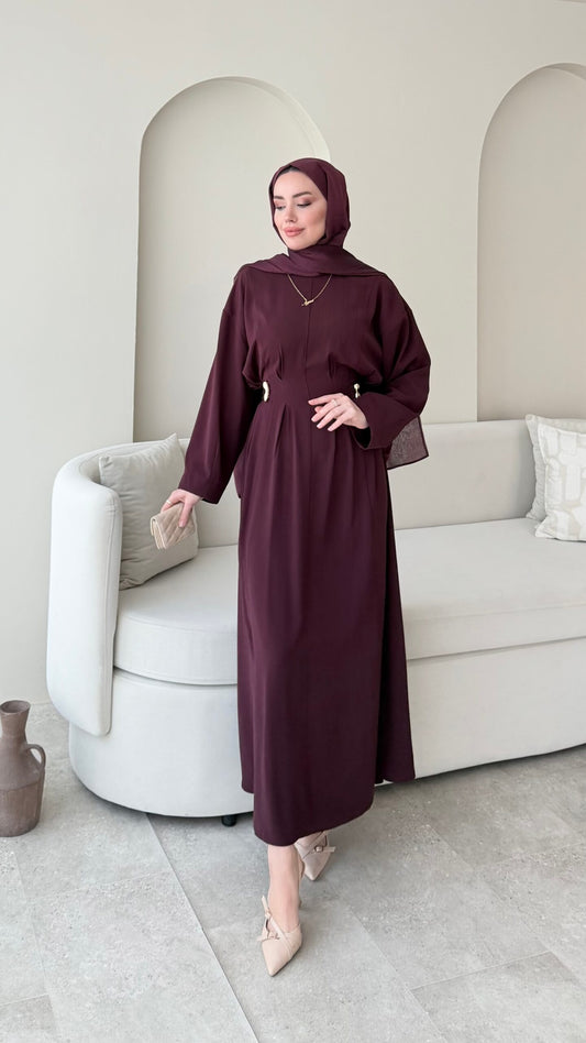 Meyla Gold Detaylı Elbise – Bordo