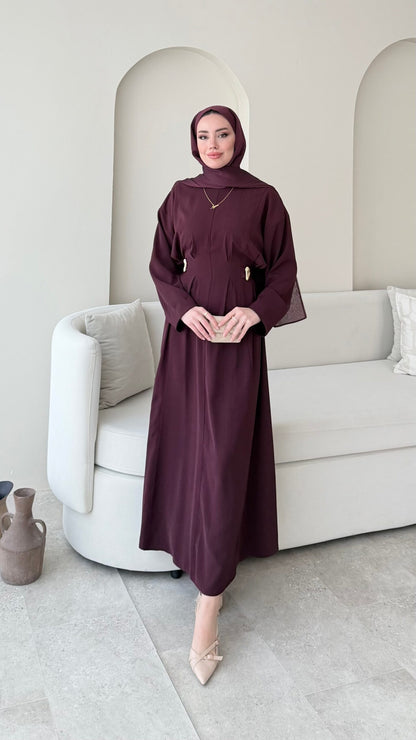 Meyla Gold Detaylı Elbise – Bordo