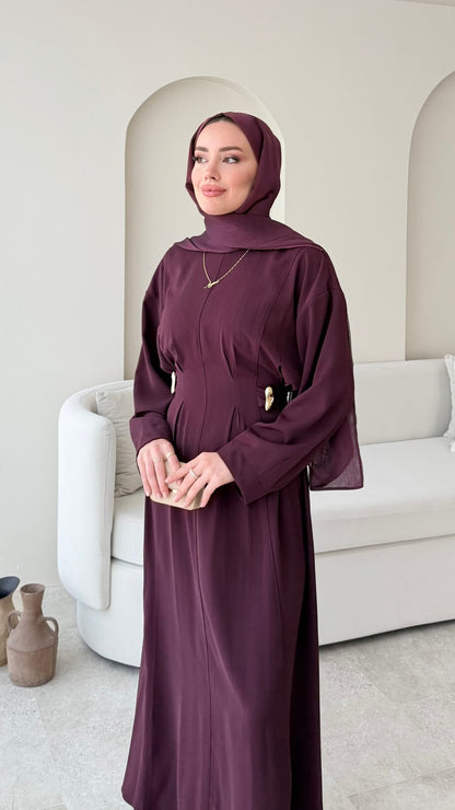 Meyla Gold Detaylı Elbise – Bordo