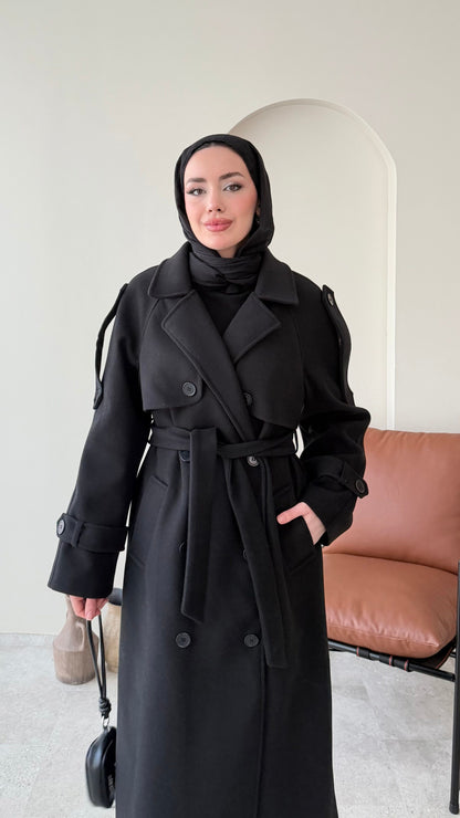 Bera Premium Kaşe Kaban – SİYAH