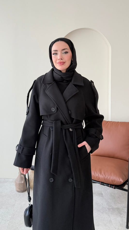 Bera Premium Kaşe Kaban – SİYAH