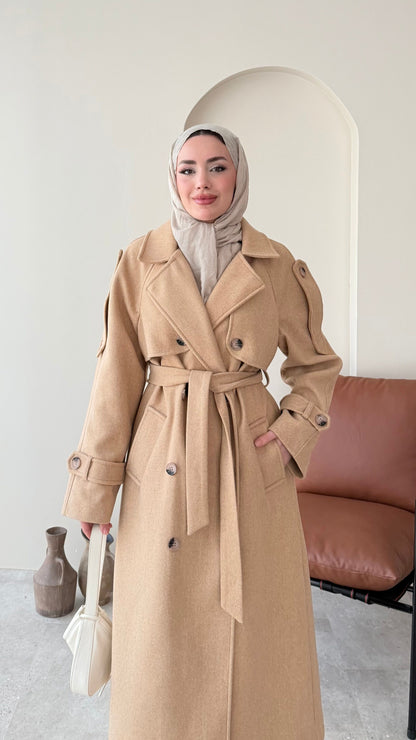 Bera Premium Kaşe Kaban – CAMEL