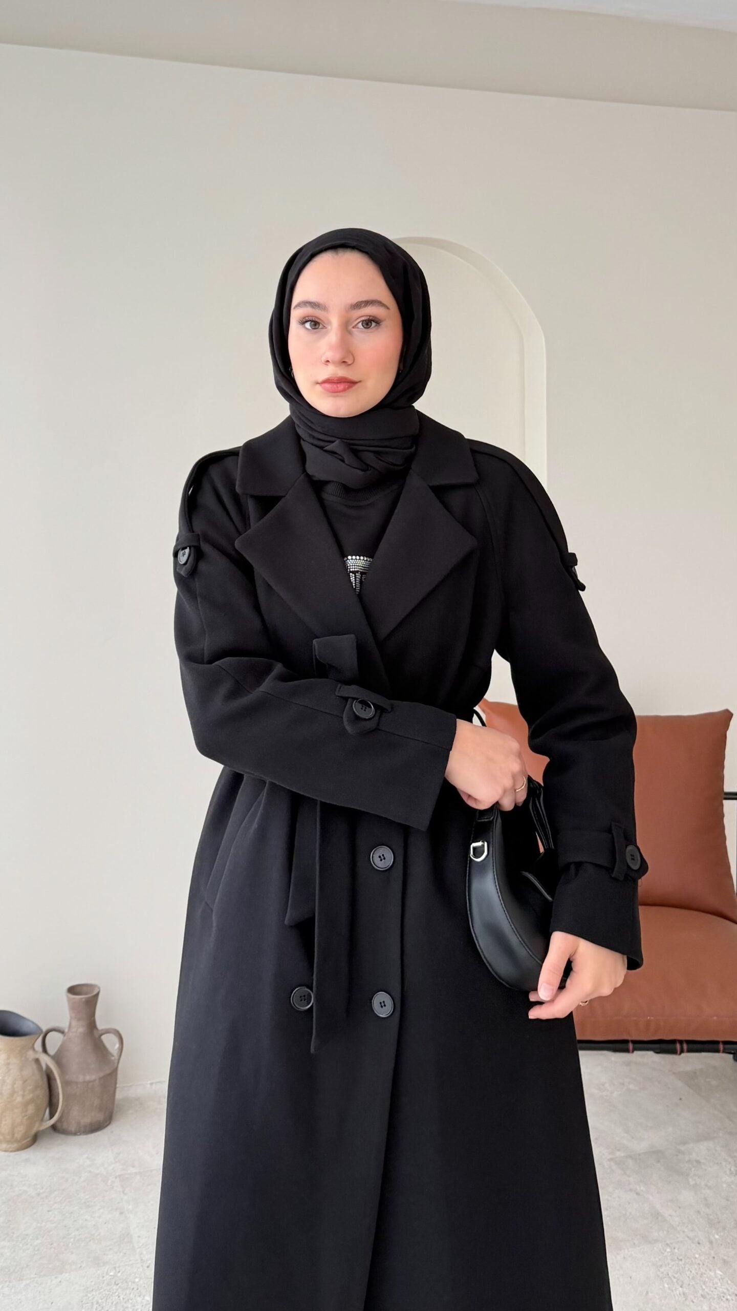 OLA Premium Kaşe Kaban SİYAH